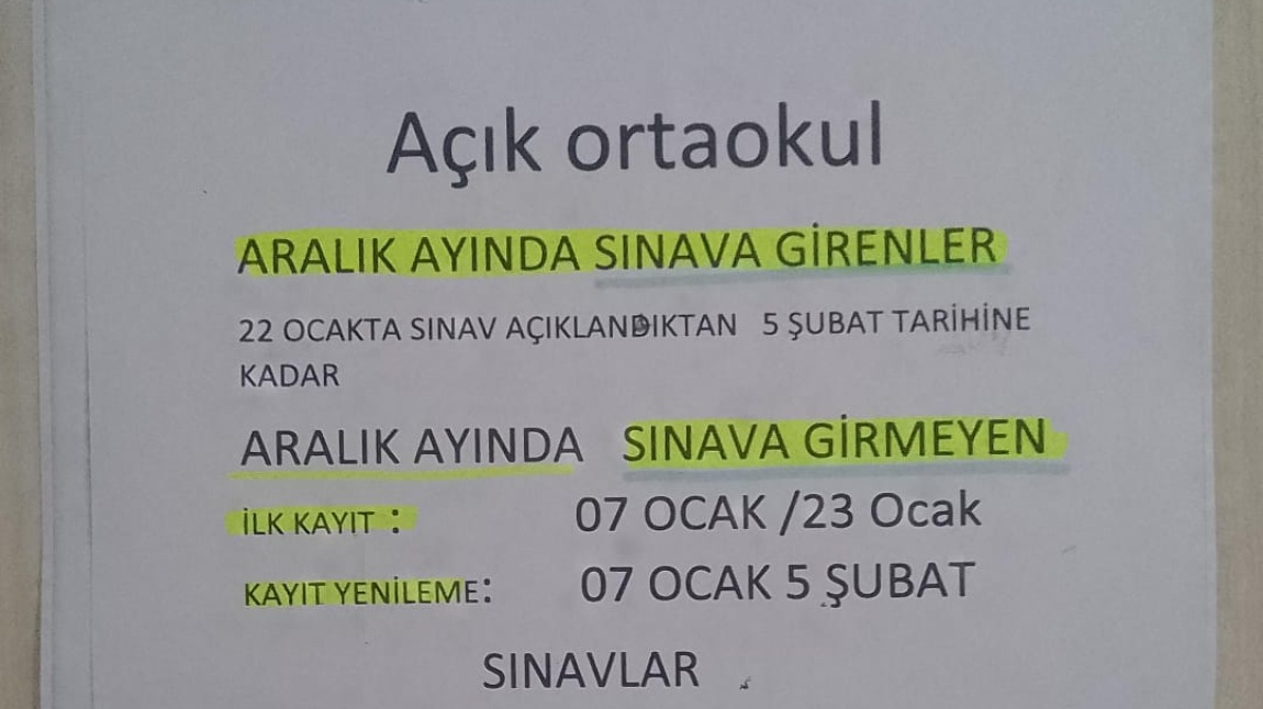 AÇIK ORTAOKUL ÖĞRENCİLERİNİN DİKKATİNE